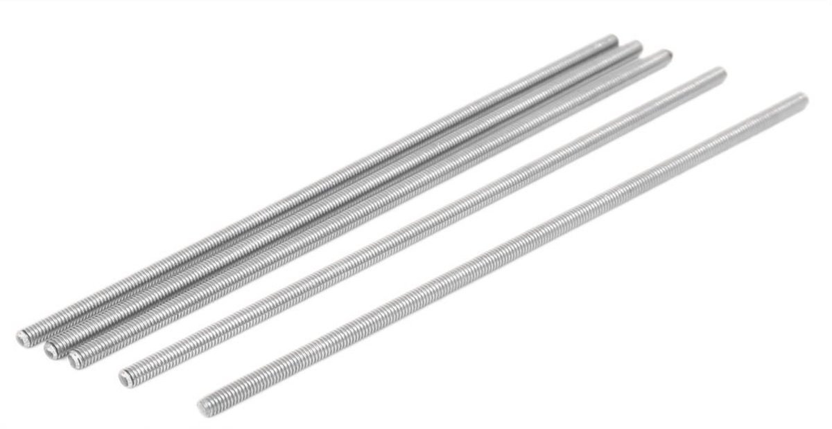 a16071500ux0081 M4 x 150 mm 304 roestvrij staal volledig schroefdraad staaf staafnoppen zilverkleurig 5 stuks (Pack van 5)