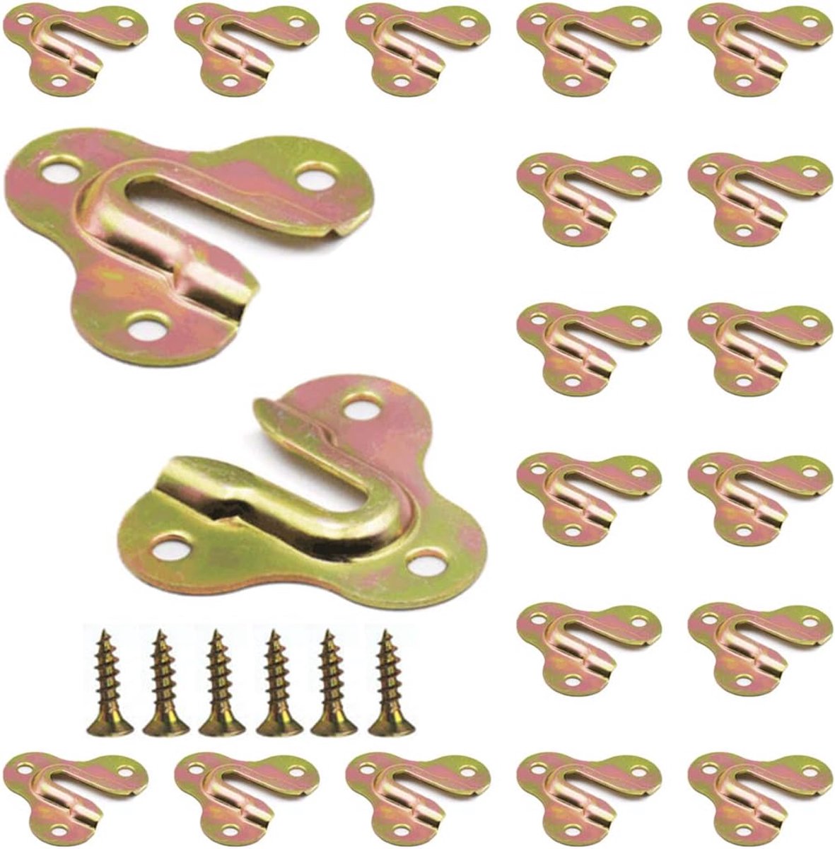 20Pcs Zink Geel Sleutelgat Hangers Spiegel Fotolijst Hangers Mok Key Coat Opknoping Rack Houten Board Wall Mount Enkele Sleutelgat Opknoping Plaat