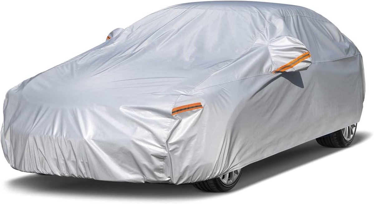 6-laagse autohoes waterdicht ademend, volledige garage autohoes voor bescherming tegen stof en zon, compatibel met BMW 3-serie/M3 E30/E36/E46, Benz W205, EOS autohoes voor Sedan (tot 450 cm) 3M