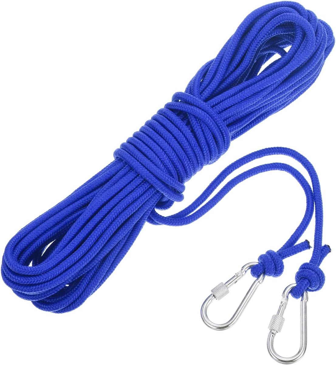 Holle geweven polypropyleen ankertouw met haken, 1/4 inch 15 m, nylon zwemlijn voor marine, zwembad, reddingsboot, ankertouw, blauw