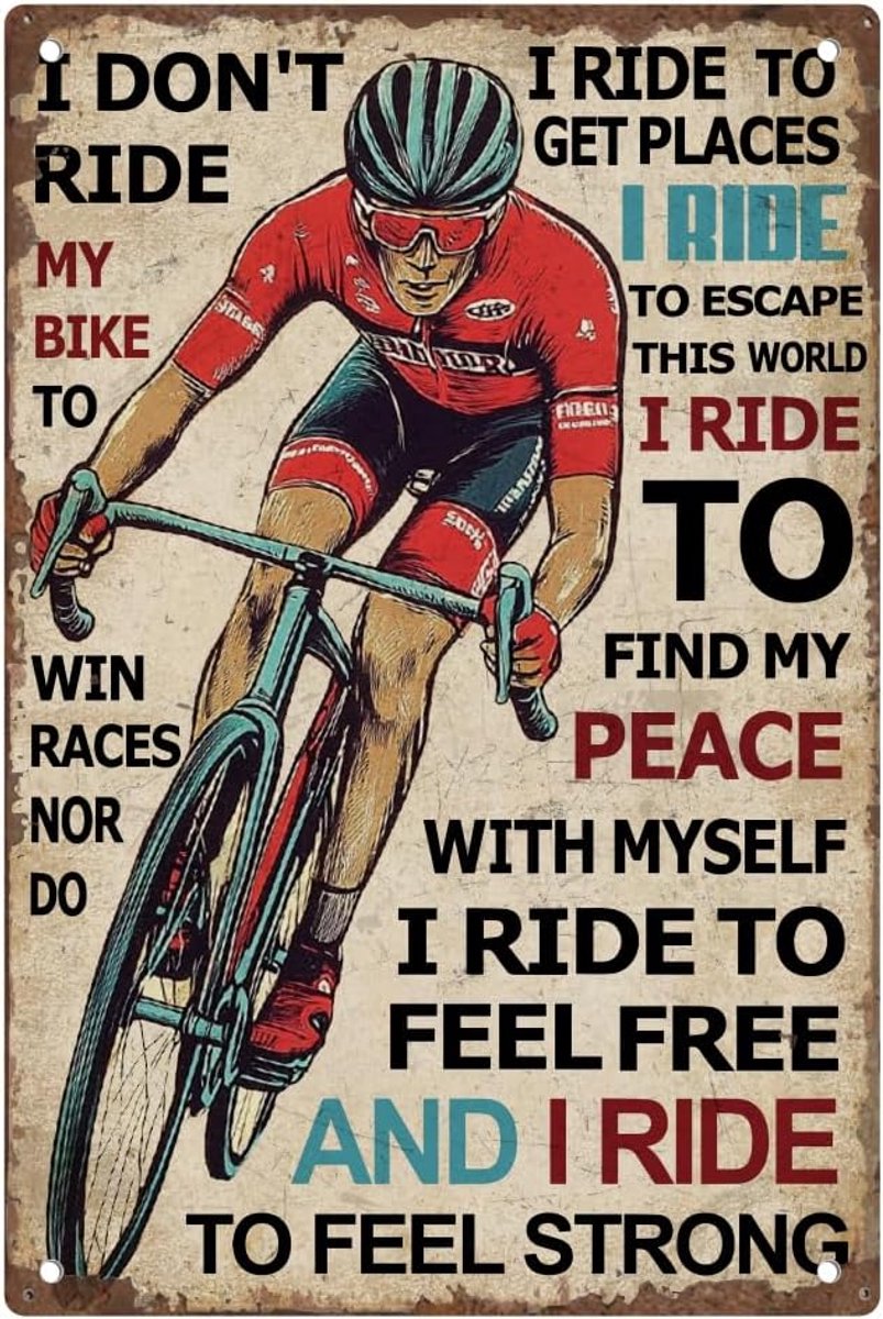 metalen tinnen bord met fiets I Ride To Escape This World retro poster cadeaus voor kamer, garage, mannengrot muurdecoraties 20 x 30,5 cm