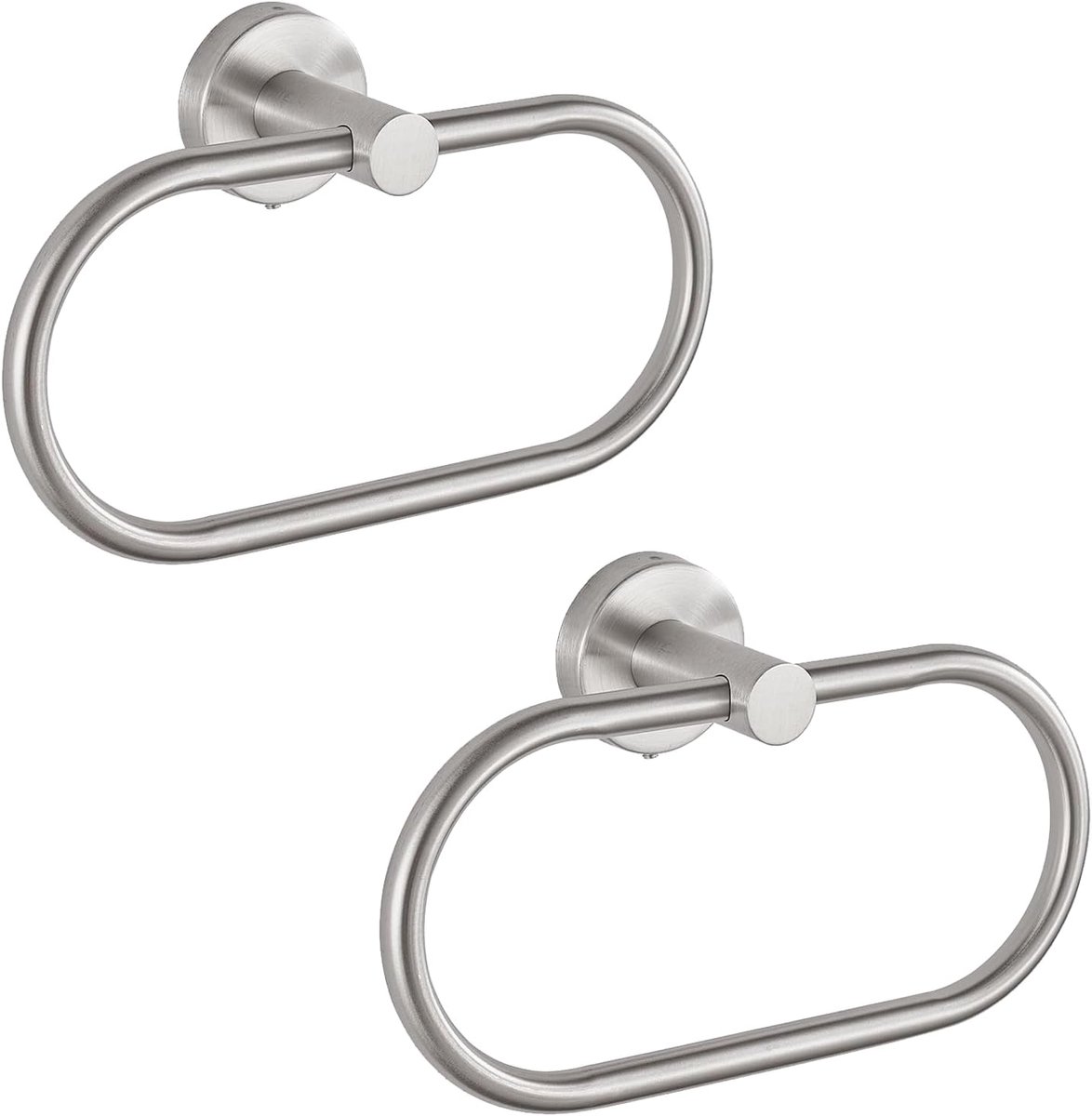Handdoekring om te boren, handdoekhouder van geborsteld nikkel, set van 2, moderne badhanddoekhouder, wandhouder, handdoekhouder, roestvrij staal, wandmontage, badkameraccessoires