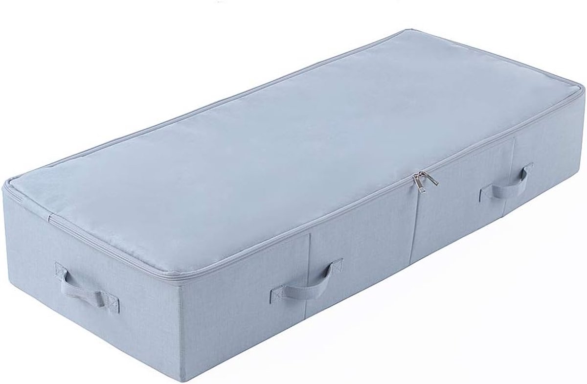 100X43X18cm, Jumbo-opslagbakken voor onderbedden met 3-zijdige open en 2 ritssluitingen, inklapbaar en ademend, lichtgrijs