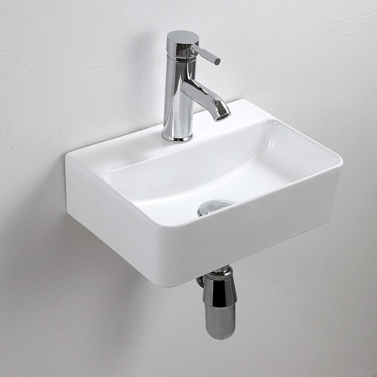 keramische gootsteen rechthoek compacte badkamer wastafel muur gemonteerd voor kleine garderobe badkamer 365 250 105 mm (Stijl 1)