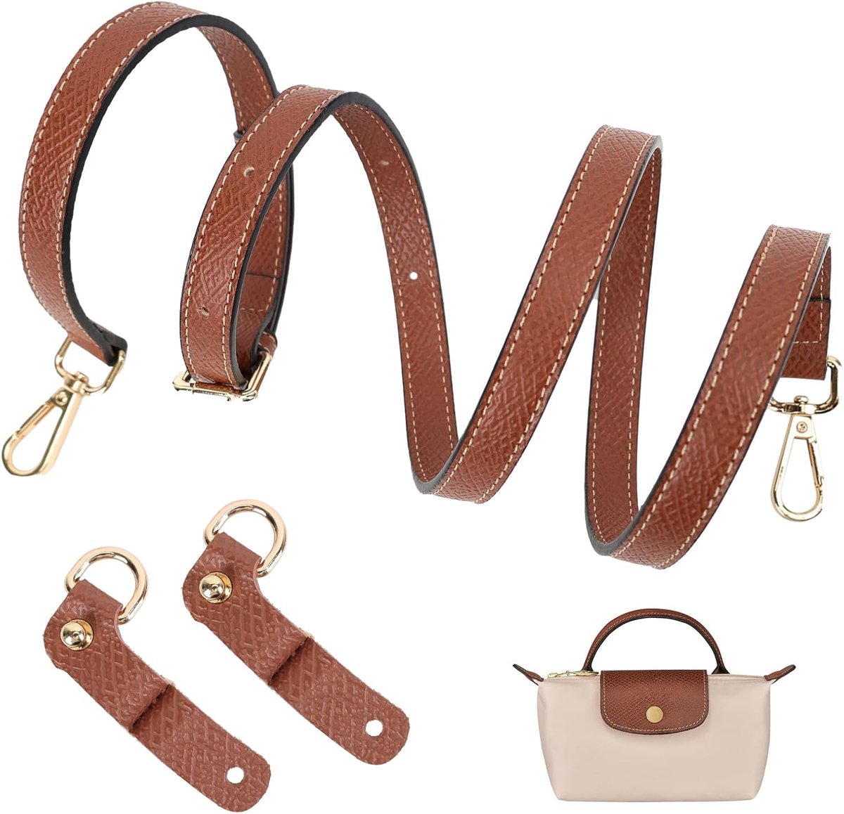 Schouderriem voor Longchamp tas voor dames, verstelbare riem voor tassen, leren tasriem, verlenging (breedte van de riem 1,4 cm)