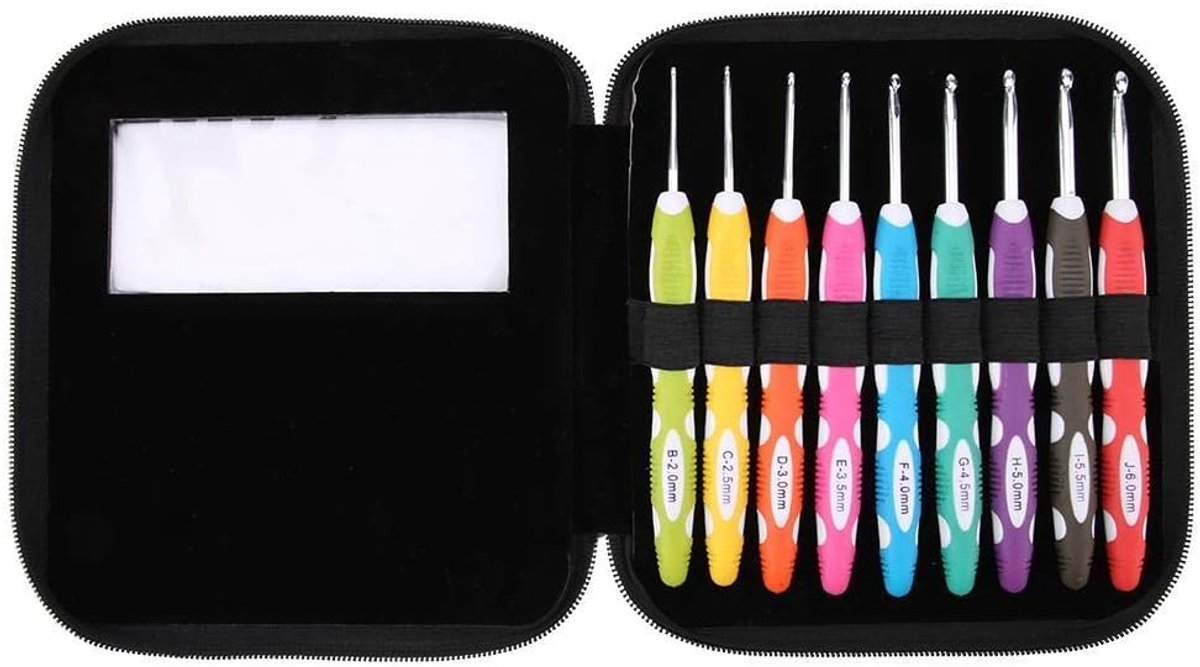 à Crochets 9 PCS Aiguilles à Crochet Set Aiguilles À Tricoter Lisses Aiguilles Outils Poignée en Plastique Ergonomique Crochets en Aluminium (#1, PU)