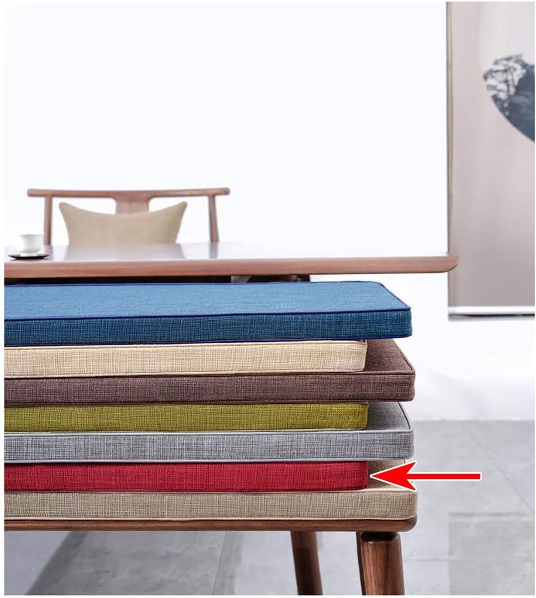 wangk Tuinbankkussen, 2 of 3 zitsbank Mat Pad Patio Bench Pad ligkussen Vervanging Matras Pad elastische Dikke Bench Pad Mat Zitkussen-Rood 60×30×3cm (23×12×1.2")