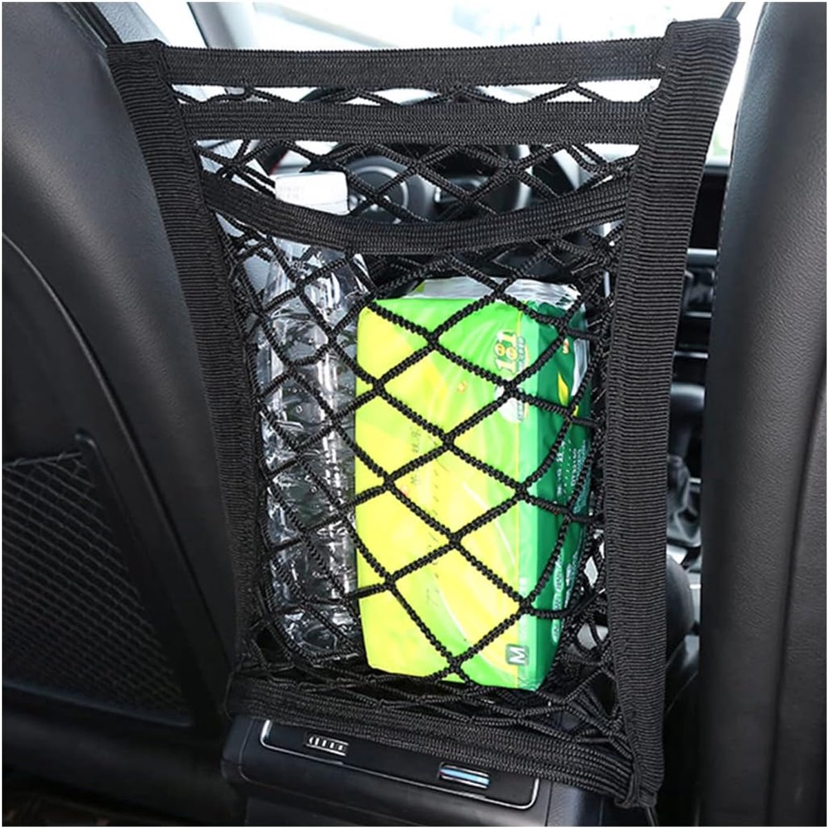 elastisch opbergnet, multifunctionele auto-mesh organizer rekbare tas, autostoel opbergnet voor auto's, elastische mesh tas opslag organizer zak voor campers (zwart)