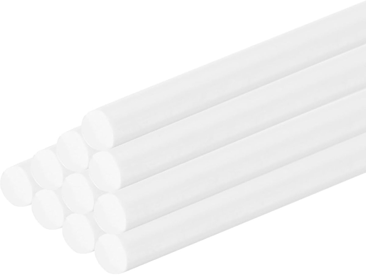 10 stuks witte ronde staven van kunststof, 3 x 250 mm, ABS styreen, ronde staaf, solide stang, model voor doe-het-zelf speelgoed, bouw, architectonische modellen