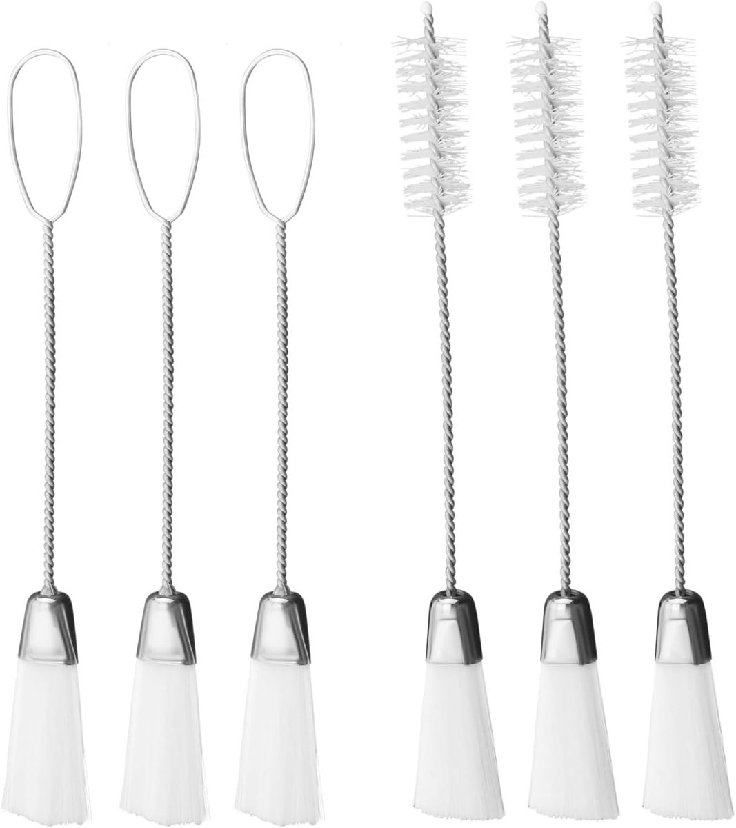 6Pcs Naaimachine Schoonmaak Borstel Dual End Nylon Borstel Multi Functionele Schoonmaak Borstel Pluisborstel Reiniging Gereedschap Set Wit