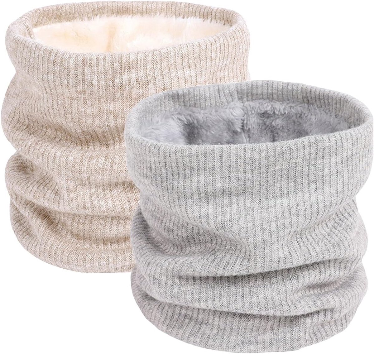 Loopsjaal voor dames en heren, thermische fleece, colsjaal, winterhalswarmer, winddicht, sportsjaal, halswarmer voor fiets, motorfiets, skiën, wit, Eén maat