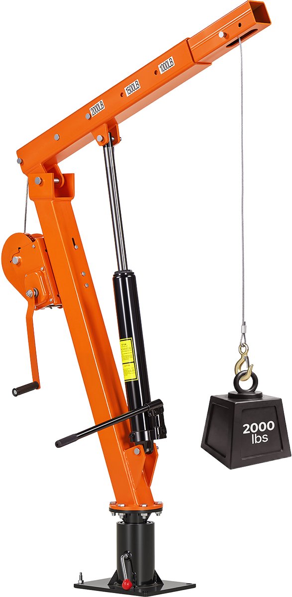 VEVOR Pick-Upkraan met Een Hefvermogen van 907,2 Kg, Handmatige Laadkraan Inclusief Handlier en 12t Hydraulische Pomp, Hijskraan met Telescopische Giek en 360° Zwenkring, Takel van Koolstofstaal voor Pick-Up Trucks en Trailers