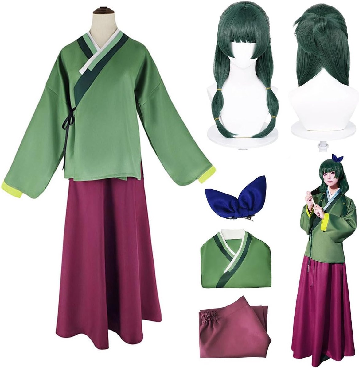 cosplay kostuum vrouwen met pruik, apothecaire dagboeken anime, hennep voor volwassen Halloween Carnival Cosplay Fasching Party