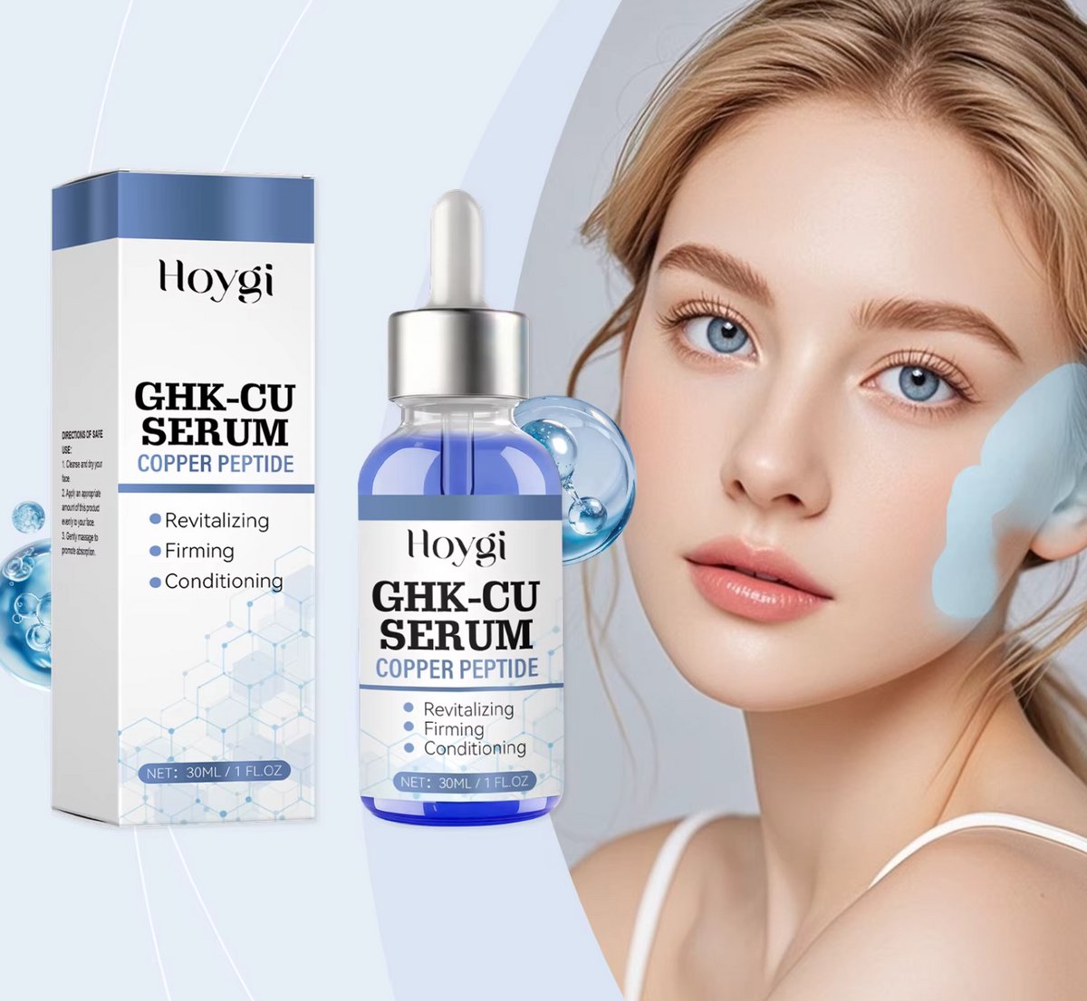 Hoygi GHK-CU Serum - Anti-Aging Gezichtsserum voor Fijne Lijntjes & Huidversteviging - Revitaliserend - 30 ml