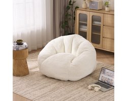 Pugsdrly - Zitzakken - crèmekleurig - 98 x 98 x 60 cm - superzacht & comfortabel - voor volwassenen & kinderen - lezen, spelen & ontspannen