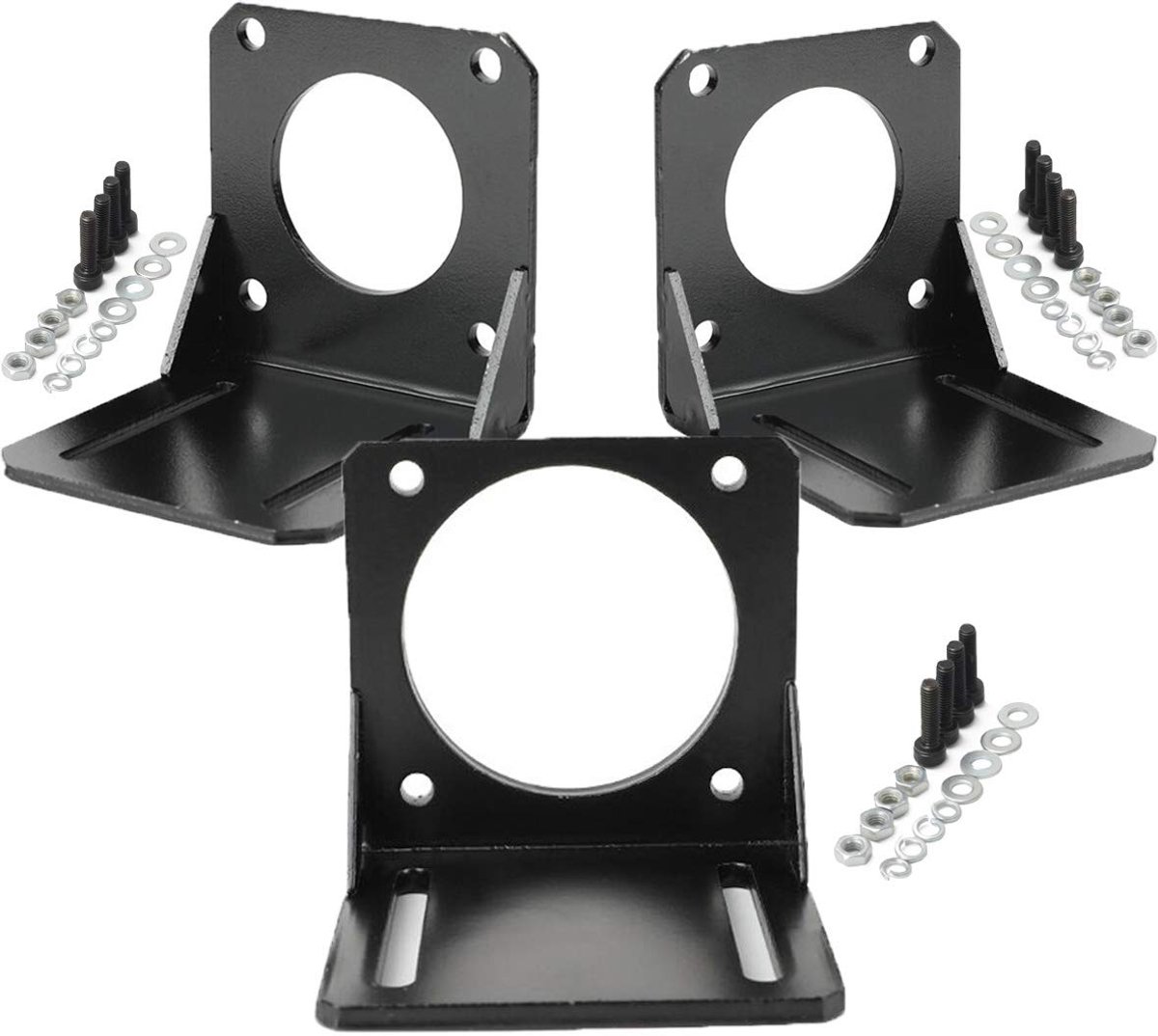 NEMA 23 stappenmotor bevestiging, 3 stuks 57L motor bevestiging plat met schroeven aluminium/staal, NEMA 23 stappenmotor bevestigingsbeugel (3 Stuks)