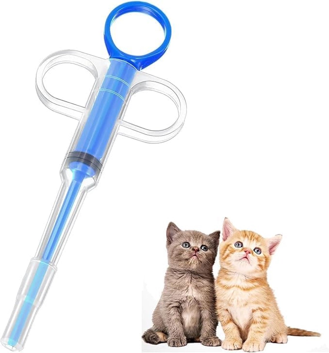 Dispenser, pillendoos voor katten, honden, herbruikbaar, veilig, effectief huisdierspuit met 2 stuks siliconen punt, huisdierspuit voor pillen, capsule (blauw)
