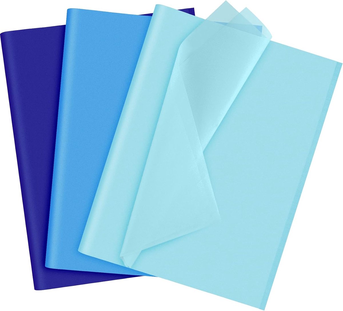 Zijdepapier, gesorteerd blauw cadeaupapier, 3 kleuren voor zelfgemaakte geschenkverpakkingen, Pasen, babyshower, verjaardag, bruiloft, Kerstmis en blauwe feestdecoratie