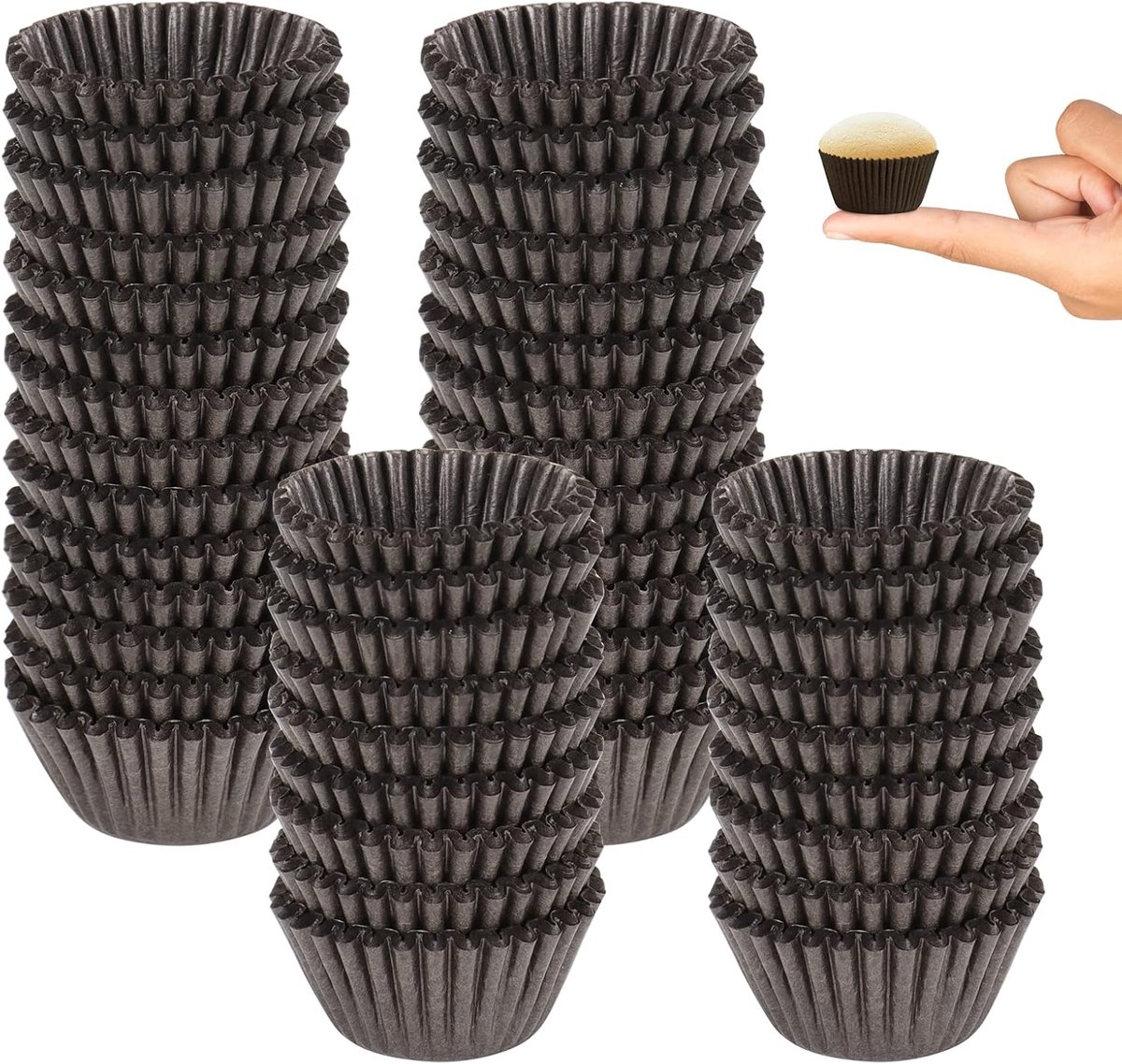 1000 Stuks Mini Papier Bakken Cups Cupcake Liners Chocolade Papier Snoep Cups Muffin Wrappers voor Jubilee Party Verjaardag Viering, Bruin