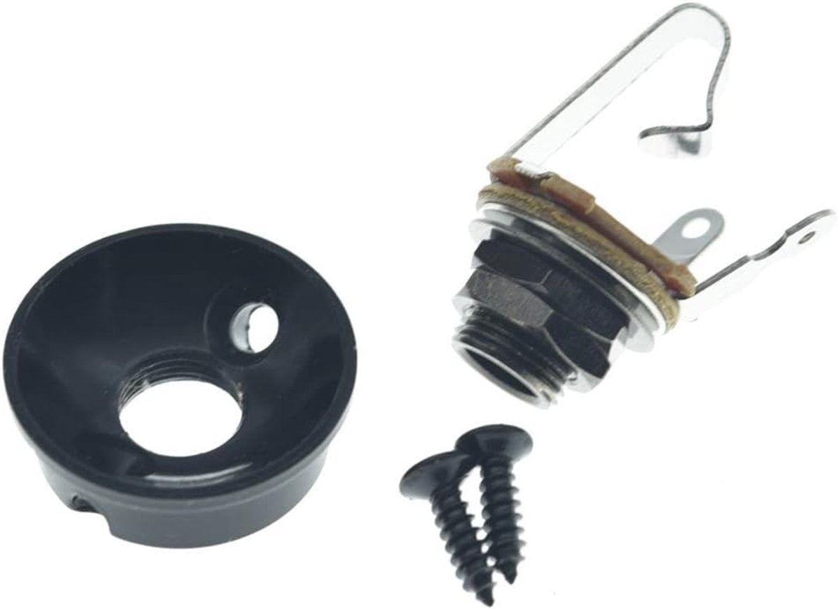 Zwart Messing Metrische Elektrische Gitaar Jackplate Electrosocket Jack Plaat met Messing Output Mono Jack en Schroeven voor FD Import Stijl Tele/Telecaster