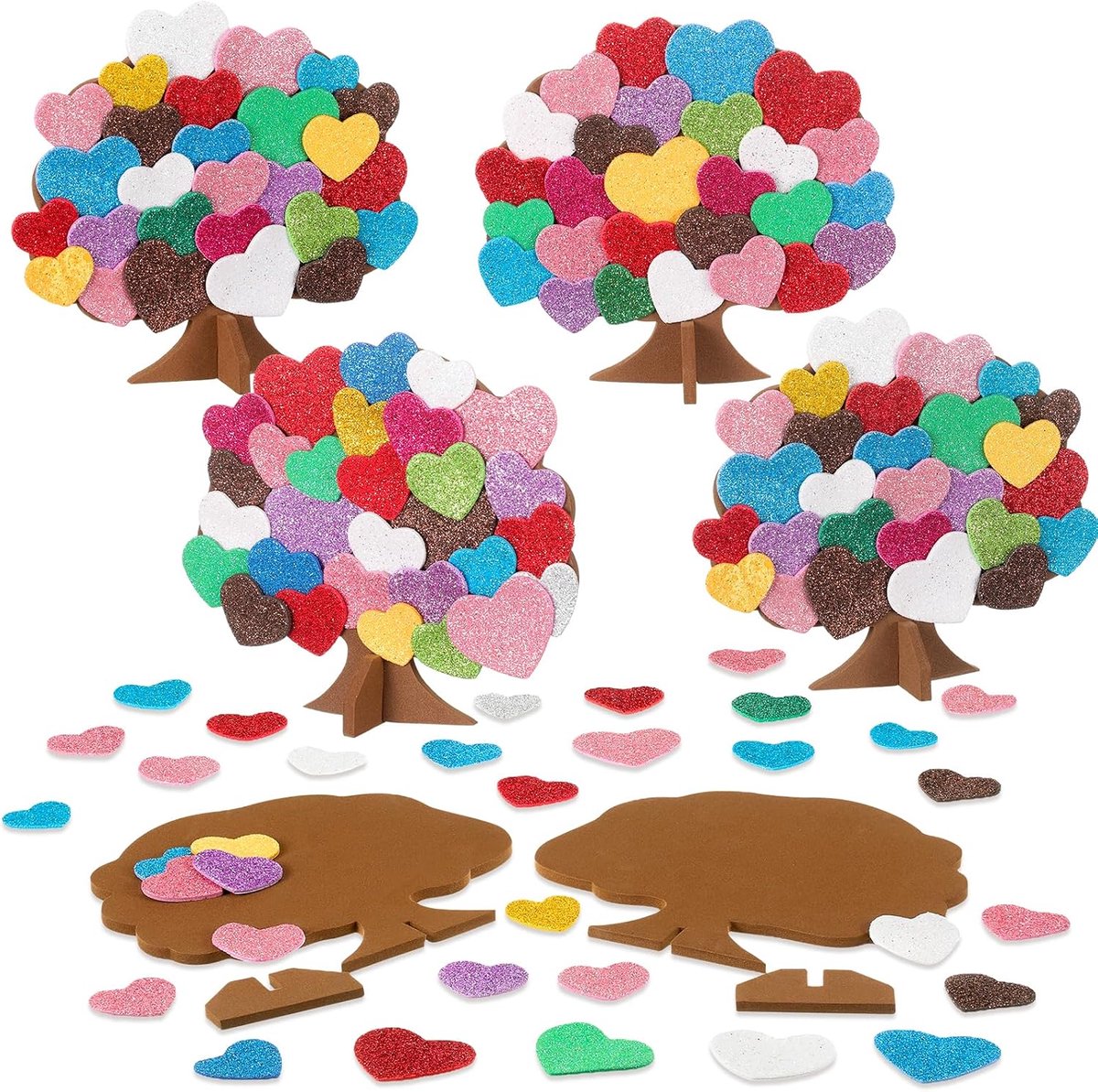 4 Moederdag Liefdeshartboom Schuimstickers Knutselbenodigdheden Voor Kinderen Boomsjabloon Zelfklevende Schuimstickers Voor Moederdagcadeau, School, Doe-Het-Zelf, Huisdecoratie