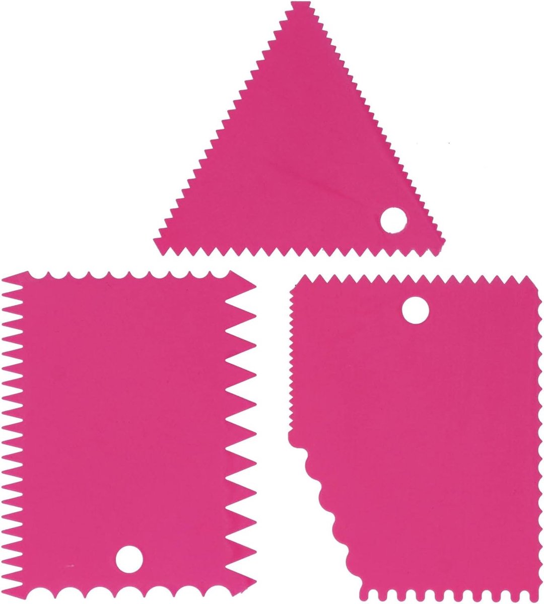 3 Stks/Set Cake Schraper Soepeler Set Crème Icing Soepeler Schraper Pasty Snijders Plaat Tool Combo Schraper Onregelmatige Tanden Rand DIY Soepeler(2#)