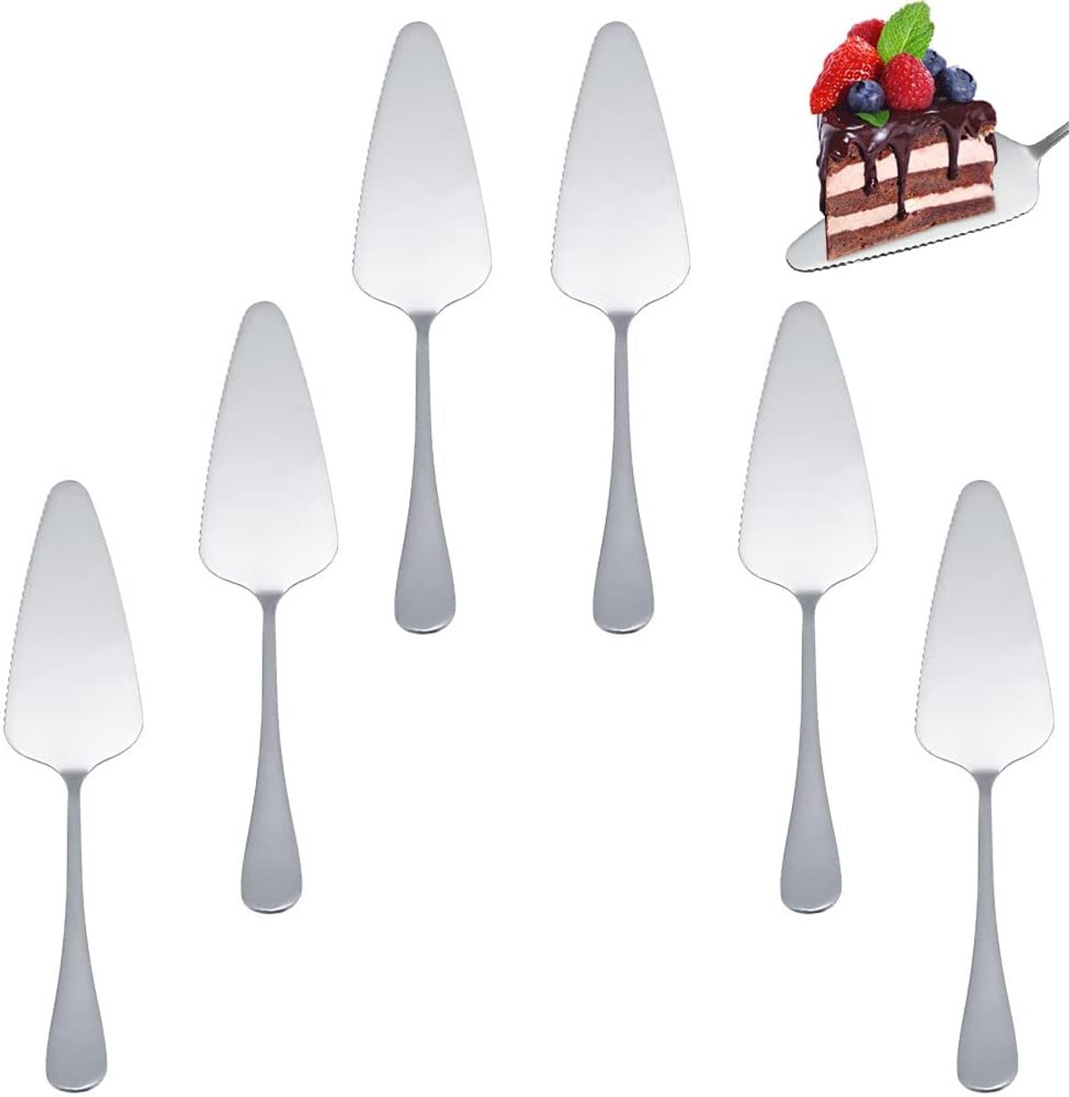 6 stuks taartschep taartschep roestvrij staal professionele taartschep taartschep met fijne gekartelde rand voor keuken, restaurants, feesten, vaatwasmachinebestendig taartschep