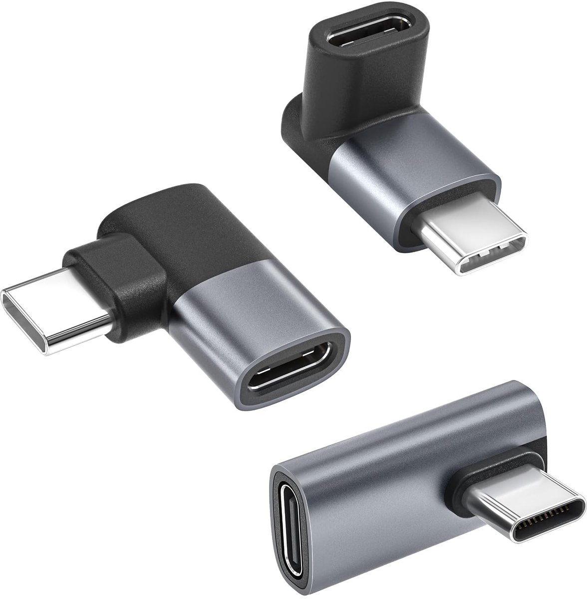 90 Graden USB C Adapter 3Stuks,100W 40Gbps Rechte Hoek Extender | USB4 Haakse Verlengadapter,Type C Mannelijk naar Vrouwelijk voor iPhone 17 17e,MacBook,Steam Deck,Switch,Samsung S26