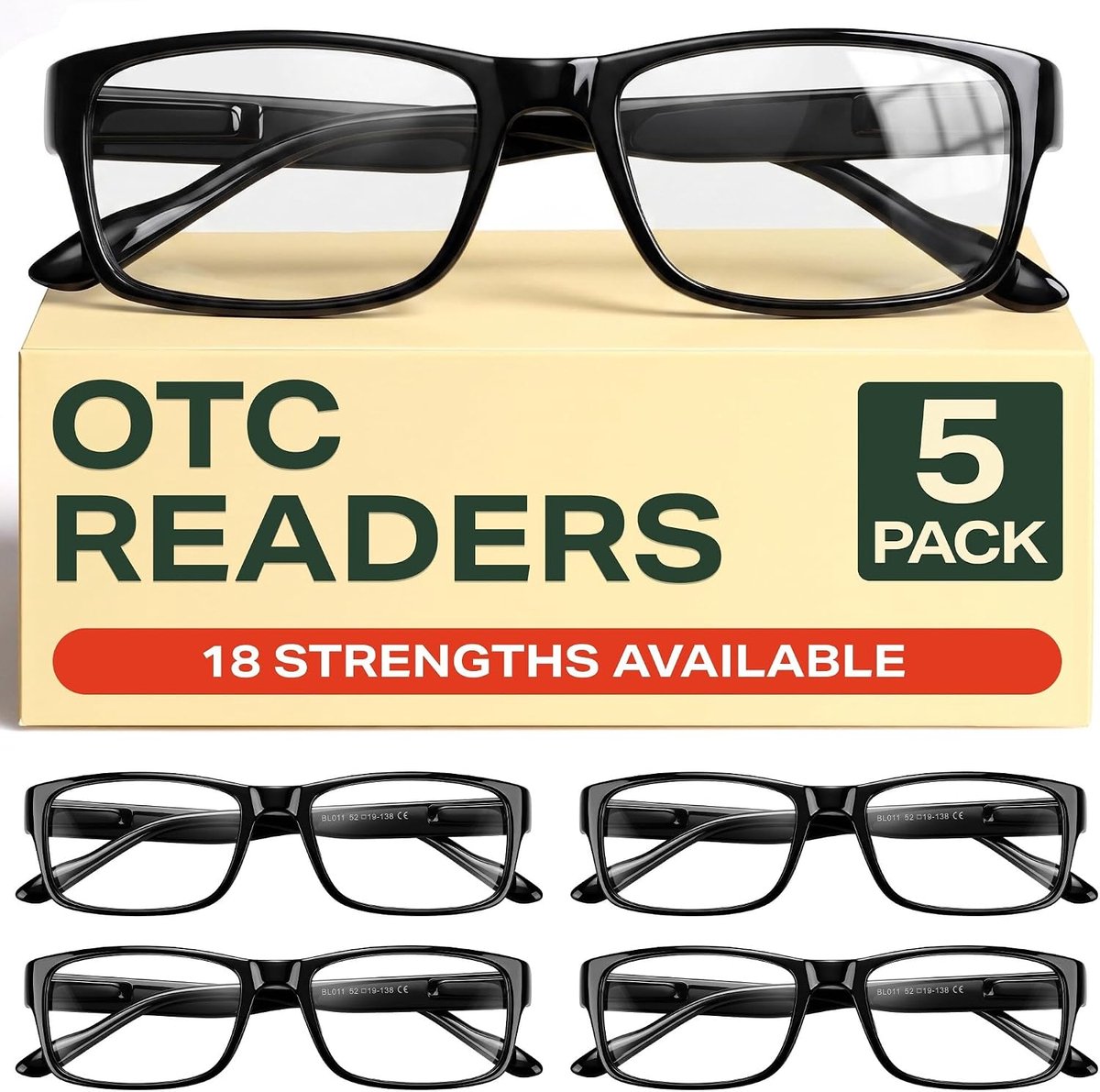 5 Pack Reading Glasses Men, Blue Light Blocking Readers, Mens Prescription glasses, 1.75
