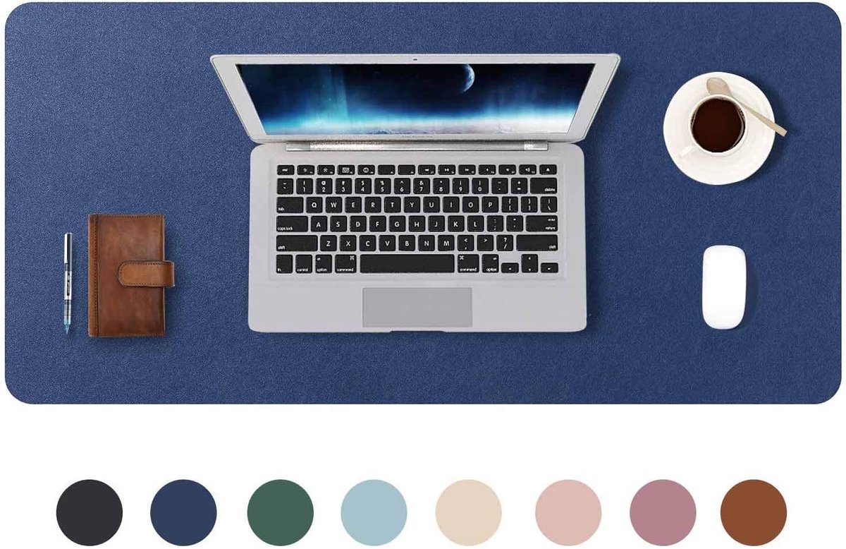 Grote Mousepad XL, Bureaulegger Bureaumat, Bureau Vloeipapier Schrijfblok, Laptop Bureaumat voor kantoor/thuis, PU-leer waterdicht + suède antislip 80 x 40 cm (Donkerblauw)