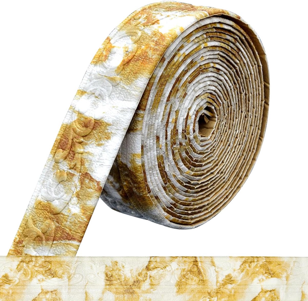 Decoratieve Moulding Zelfklevend Marmer Goud - 10 m x 8 cm x 5 mm - Waterdicht 3D Rand - SnelShoppen