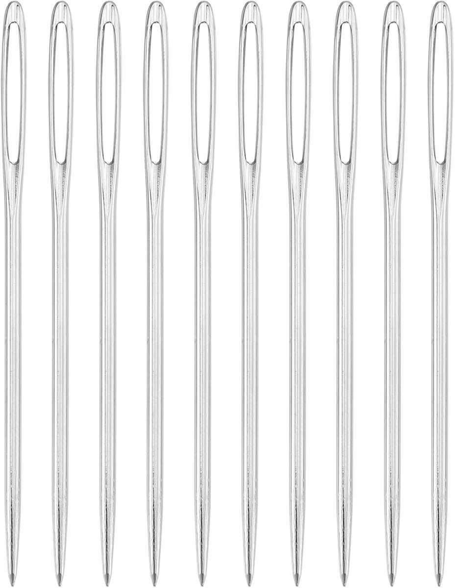 60 stuks grote naalden, 2,76 inch 2 mm hoog koolstof-ijzer borduurnaald grote naald naaien naalden handwerk, zilver
