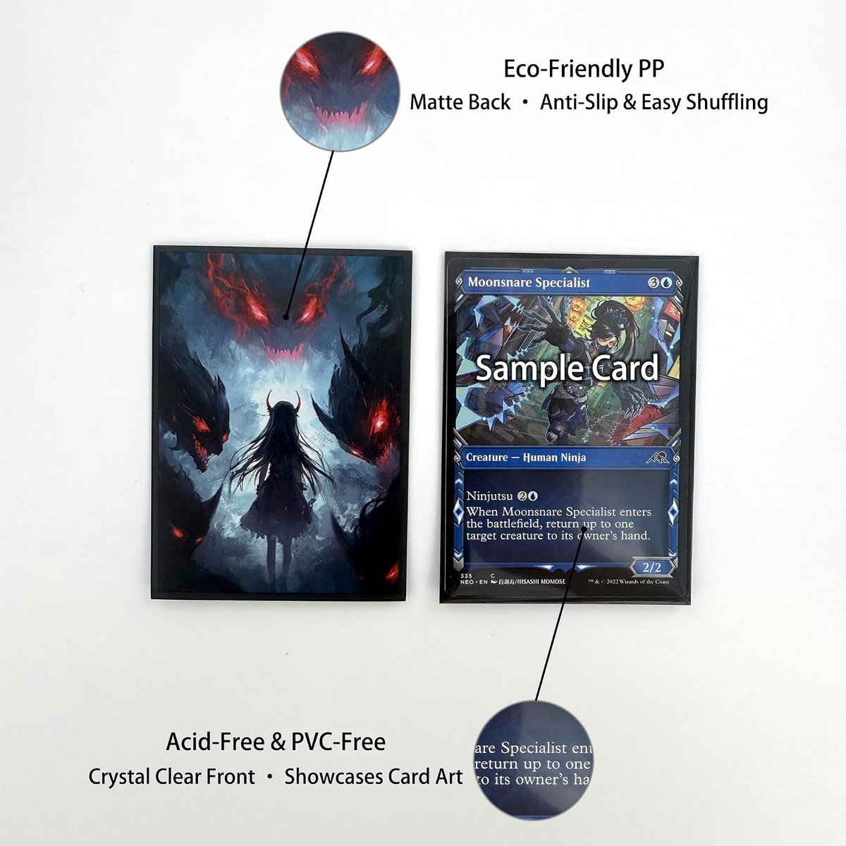100 STUKS TCG/MTG Kaarthoezen, Matte Achterkant Anti-Slip & Gemakkelijk Schuifelen Geschikt voor OCG CCG DTCG PTCG, 6,6 x 9,1 cm Standaardformaat Kaarten (Demonic Holy Maiden)