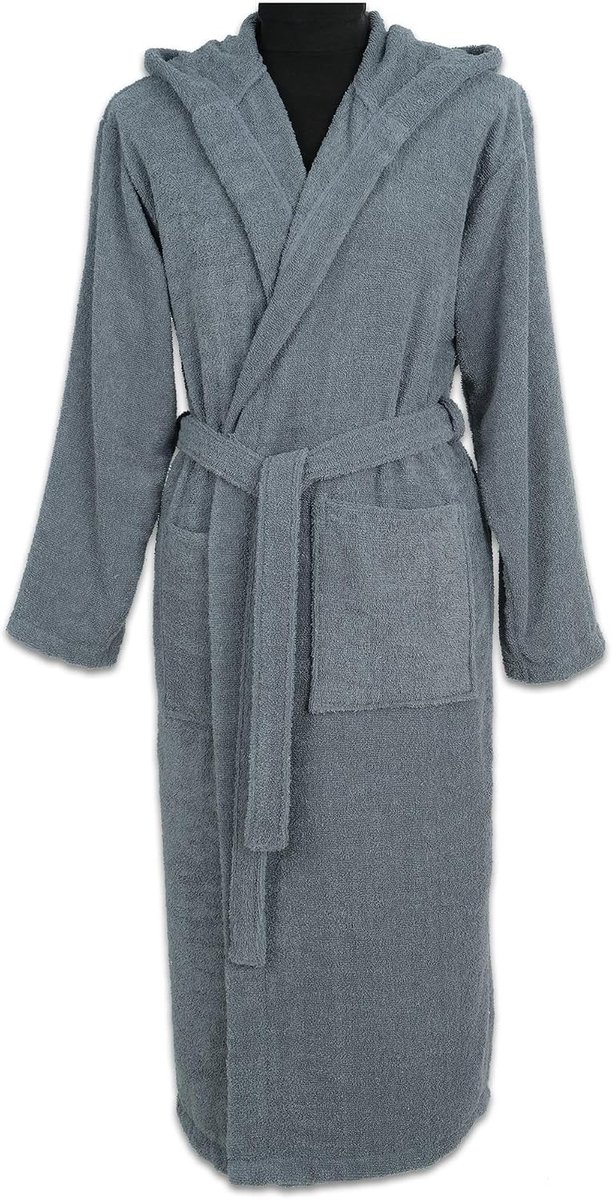 - Luxe badjas met capuchon, 100% katoen, zacht en absorberend, ideaal voor spa en thuis, voor dames en heren