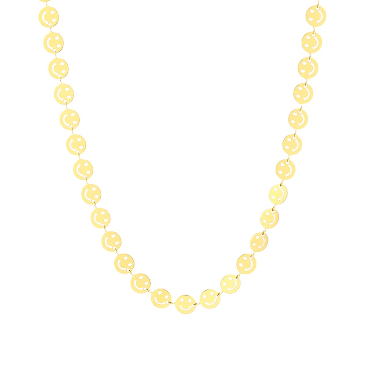 Continuous Smiley Face Chain Necklace – Luxe Happy Face Ketting – RVS - Goud