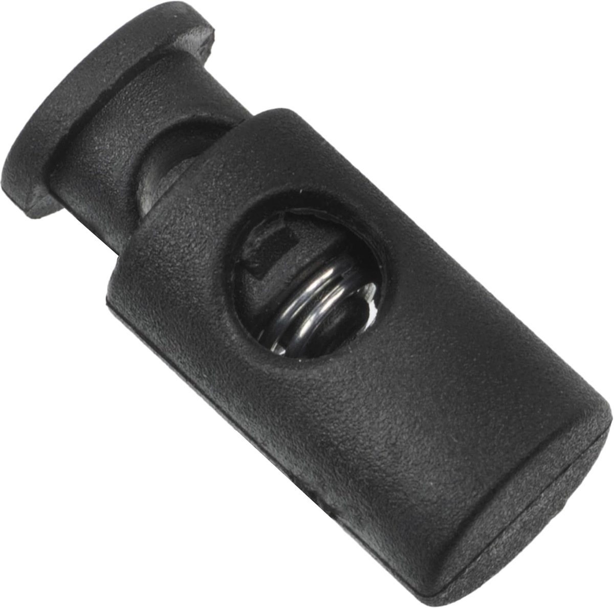 - Lot van 12 koordstoppen cilinder 9х19 mm met 1 veergat - opening 5 mm - stop koord - van plastic - kleur zwart
