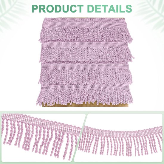 METERXITY 10 meter gordijn franjes franjes rand, 5,6 cm breed polyester franje boho kant naaien franje trimmen kwastje franje trim voor tassen/doe-het-zelf decoratie/rok/bank/kleding [roze paars] — afbeelding 5