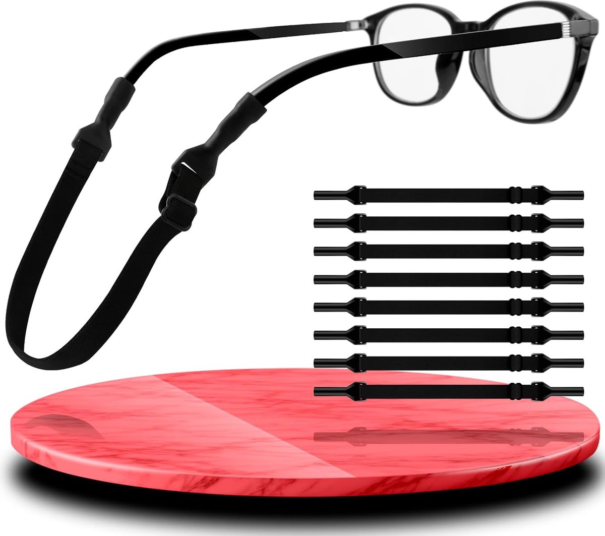 8 stuks brillenbanden met hoge elasticiteit, verstelbare brillenband, stabiel en antislip, sportbrilband geschikt voor mannen, vrouwen en kinderen, universele en uniseks elastische sportbril