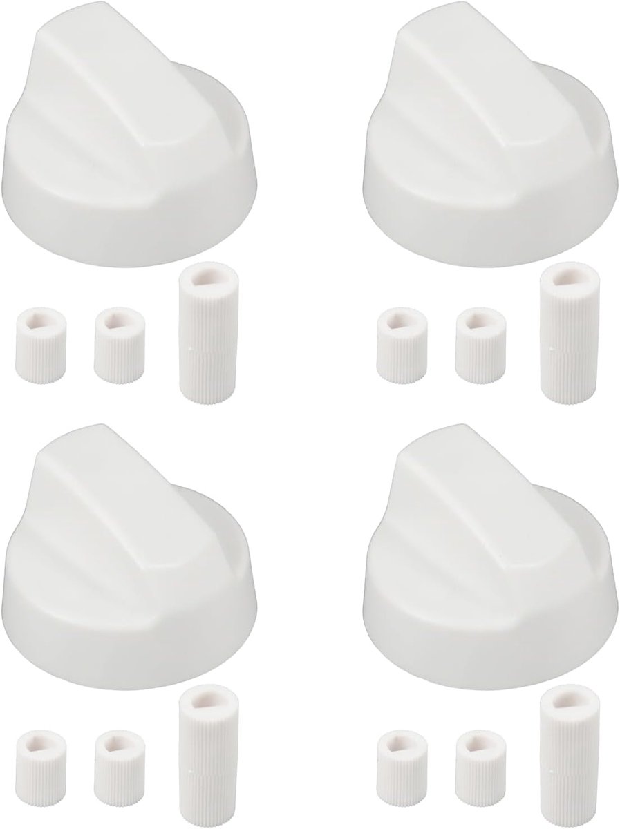 Control Knobs Pack met 12 adapters, universeel wit voor 6 cm, alle merken ovens