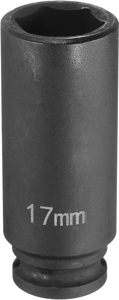 Deep Impact Socket 3/8" Square Drive by 17mm Metric 6 Point Socket 65mm (2,56") lange CR-MO staal industriële kwaliteit flip socket voor thuis auto hex moeren bouten reparatie, zwart