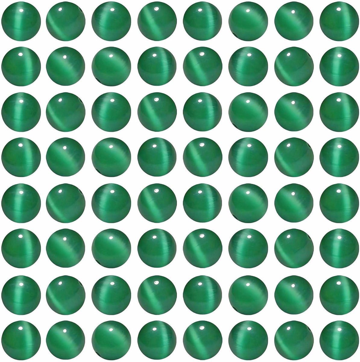 60 stuks Pauwgroen Gekleurde Kattenoog Kralen 6mm Ronde Losse Kristallen Kralen voor Sieraden Maken Armbanden Oorbellen Kettingen Accessoires
