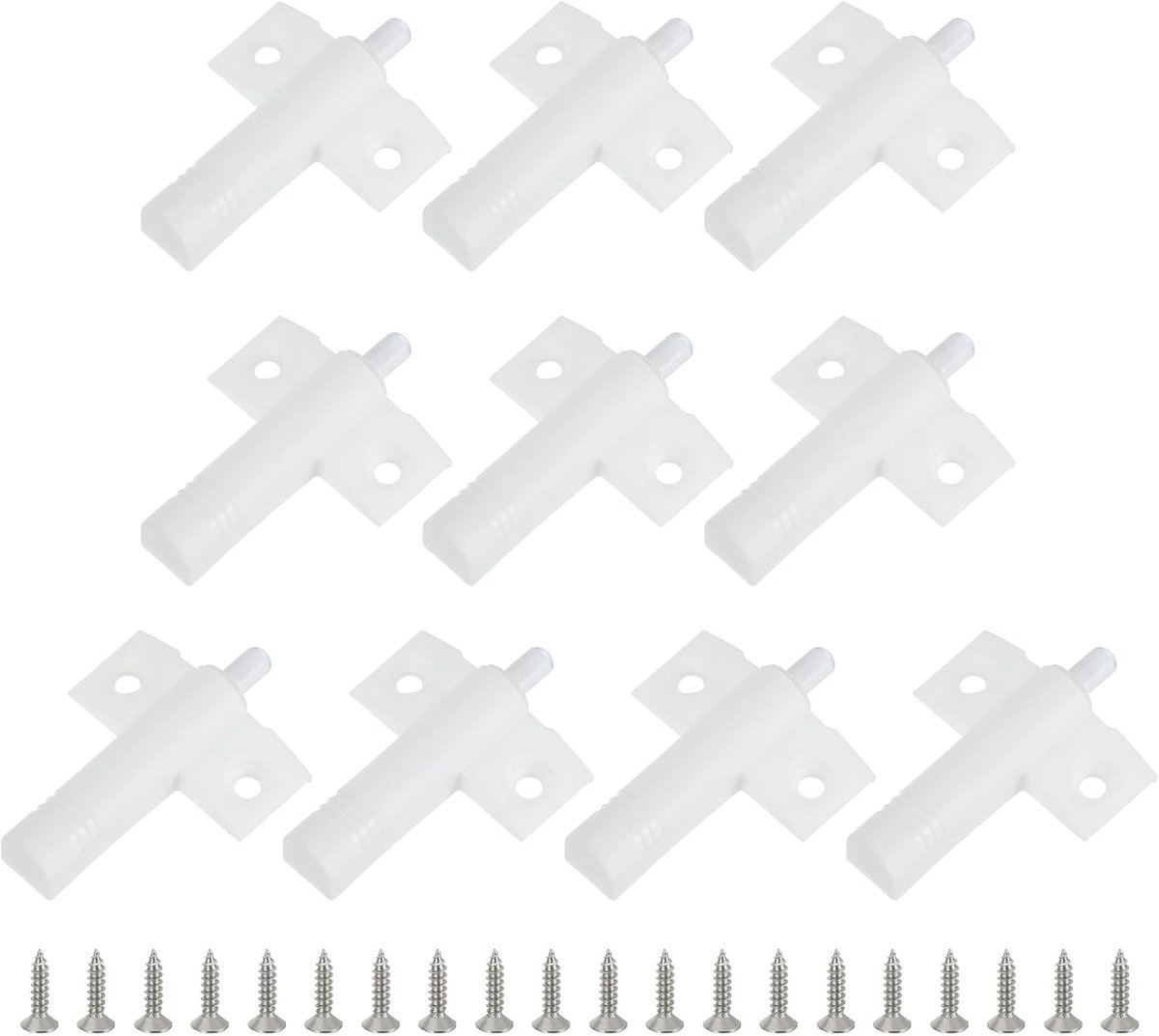 Softclose Deurdempers, set van 10 kastdeuren, push-to-open, deuropeners met 20 stuks schroef, geluidsdemper, meubeldeurdempers voor keukenkastdeuren, kledingkastdeuren, kledingkastdeuren