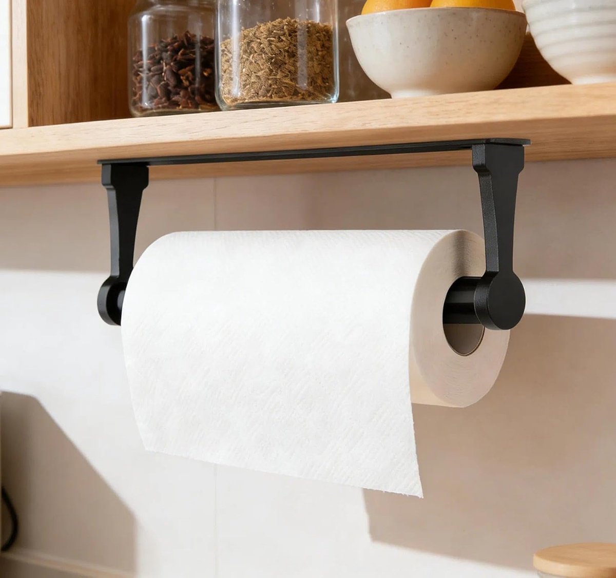 keukenrolhouder zonder boren, 28 cm aluminiumlegering, toiletpapierhouder, papierrolhouder, 2 installatiemethoden, voor keuken, badkamer, woonkamer