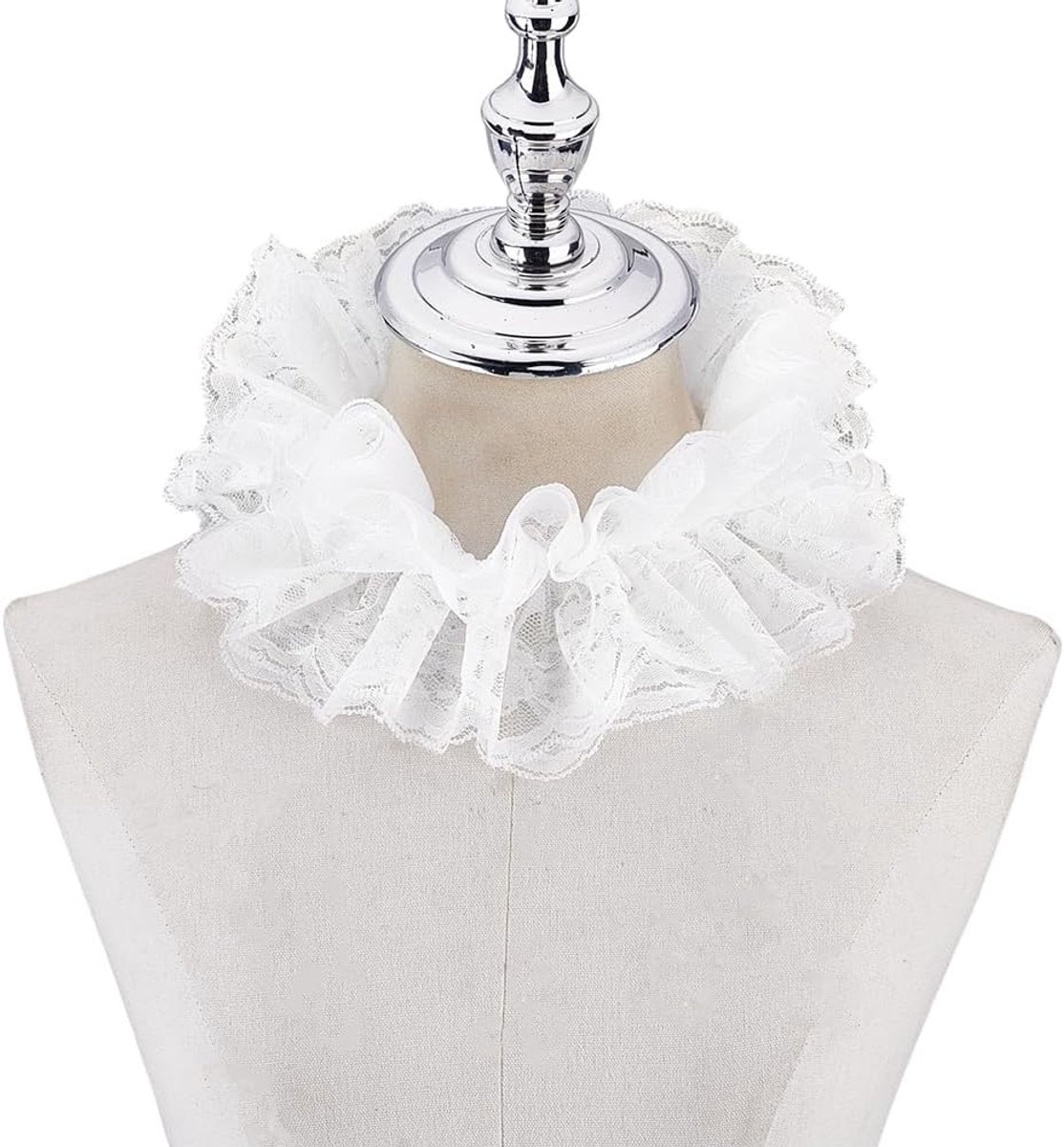 1Pc Vintage Organza Ruches Kraag Renaissance Kraag Ruches Afneembare Kraag Clown Kostuum Accessoires Voor Vrouwen Mannen Outfits Cosplay Fancy Dress