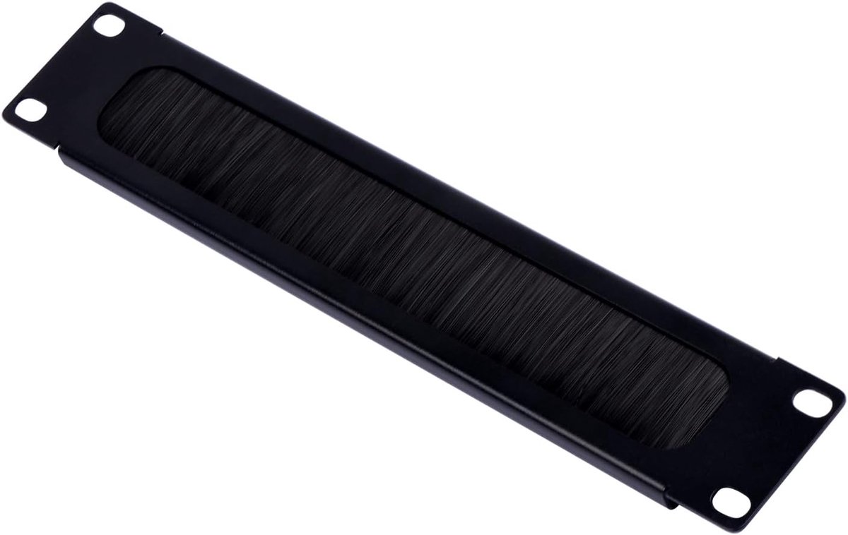 Kabeldoorvoer paneel met borstelstrip - 1HE - 10 inch - voor DeskPi RackMate T0/T1/T2 netwerkkasten en netwerkkabels - zwart