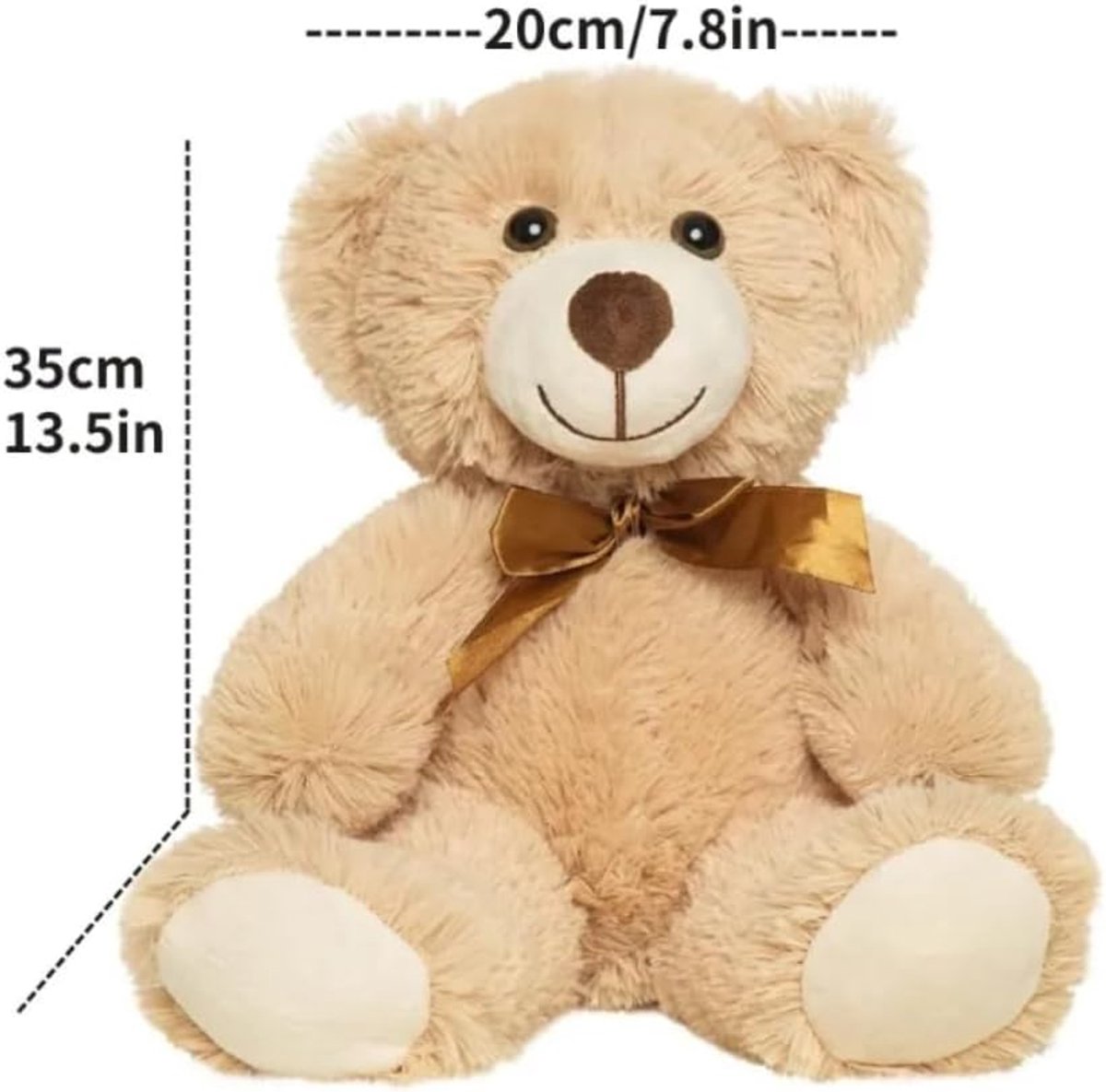 Super zachte pluche beer, cadeau voor kinderverjaardag, Kerstmis en Valentijnsdag, lichtbruin / donkerbruin (35 cm) (lichtbruin)