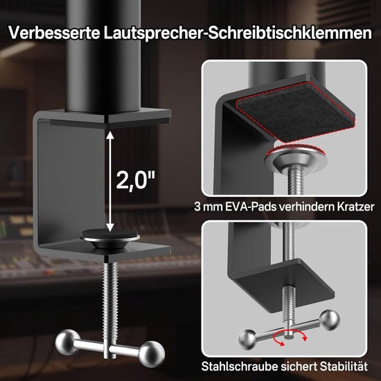 Standaards voor Edifier, KRK, Sony en andere boekenplankluidsprekers, in hoogte verstelbaar, kantelbaar en draaibaar, monitor stand voor PreSonus, JBL WR hoofdtelefoonhouder. — afbeelding 5