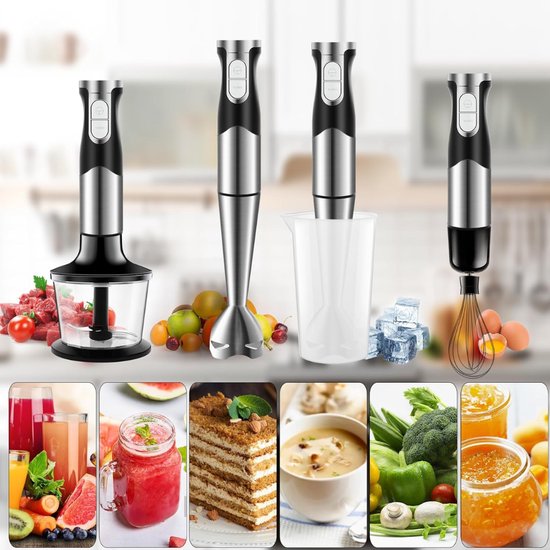 Lìon® Staafmixer Set - Met Hakmolen en Opbergrek - 6-in-1 Staafmixerset - Zilver/Zwart - 25cm x 23cm x 14cm van Lion — afbeelding 3