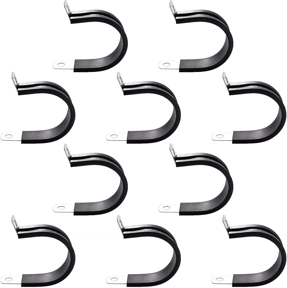10 Stuks 32mm Rubberen P-Clips, 304 Roestvrij Staal Rubberen Kussenpijpklemmen, P-Pijpklemmen, voor Installatie van Zachte Buizen of Kabels