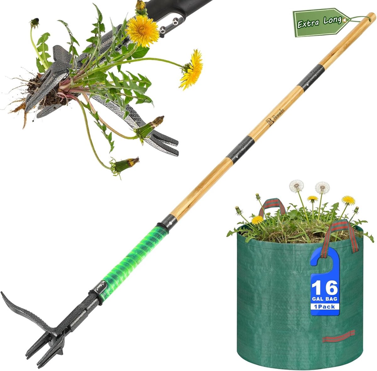 Onkruidverwijderaar - 146 cm - Heavy Duty met Stalen Kop en Dubbel Uitwerpmechanisme - Voor Tuin en Gazon